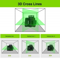 Лазерный круговой 3D уровень, нивелир CLUBIONA MD12G 3D, 12 линий, зеленый лазер, сумка