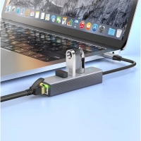 USB HUB HOCO HB34, 4 в 1, 3USB 3.0, RJ45, 15  см