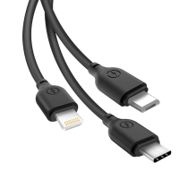 Кабель microUSB/Lightning/Type-C XO NB103, 1m., 2.1A, черный