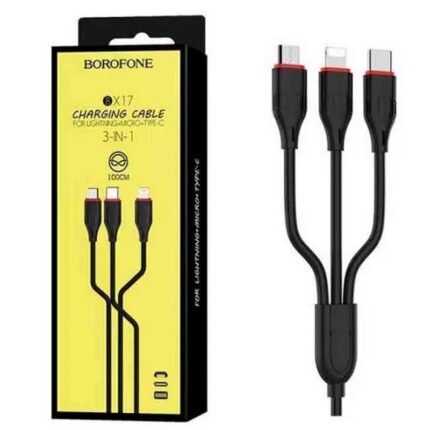 Шнур BOROFONE BX17, 3-в одном, для Type-C IP микро, 2 А, 1 м