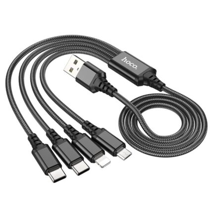 Шнур HOCO X76 комбо 4 в 1, 2Type-C, IP, микро, 2 А, 1 м