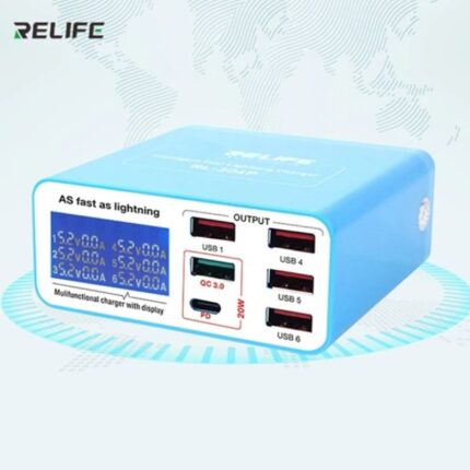 Зарядное устройство RELIFE RL-304P, 6-портов, QC3.0, дисплей, PD 40Вт